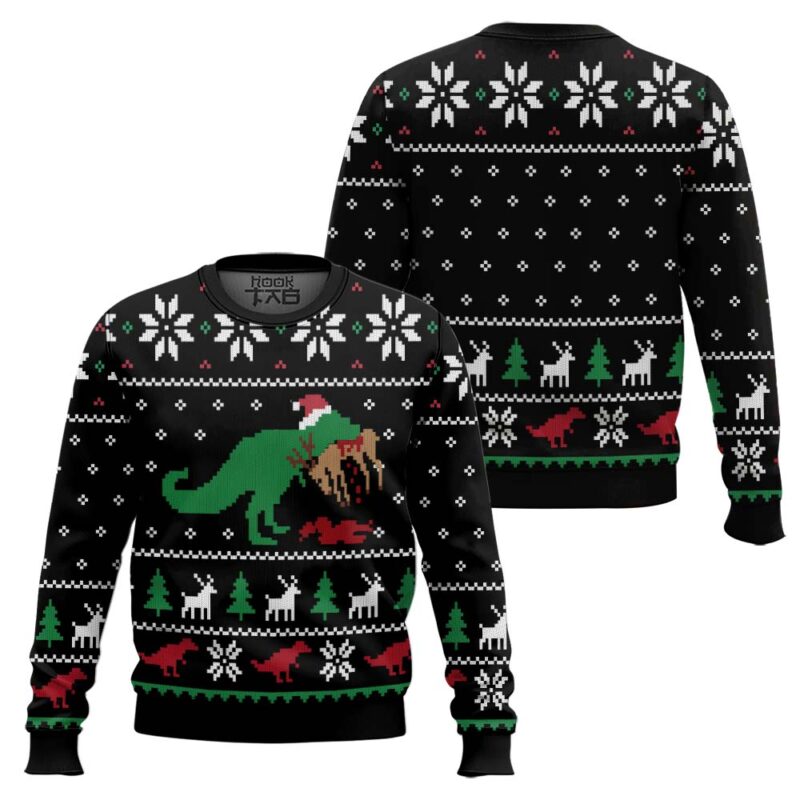 Hooktab T-rex Christmas Dinner Ugly Christmas Sweater Hooktab T-rex Christmas Dinner Ugly Christmas Sweater