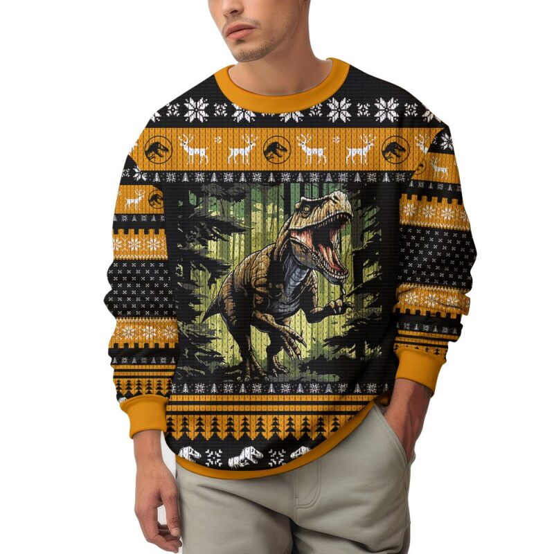 Hooktab T-rex Jurassic World Ugly Christmas Sweater Hooktab T-rex Jurassic World Ugly Christmas Sweater