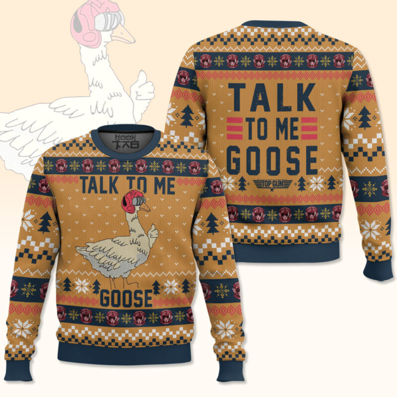 Hooktab Talk To Me Goose Top Gun Ugly Christmas Sweater Hooktab Talk To Me Goose Top Gun Ugly Christmas Sweater