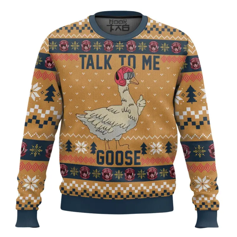 Hooktab Talk To Me Goose Top Gun Ugly Christmas Sweater Hooktab Talk To Me Goose Top Gun Ugly Christmas Sweater