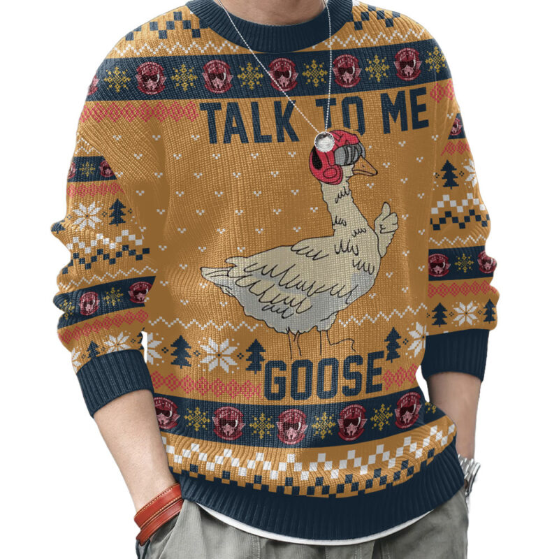 Hooktab Talk To Me Goose Top Gun Ugly Christmas Sweater Hooktab Talk To Me Goose Top Gun Ugly Christmas Sweater