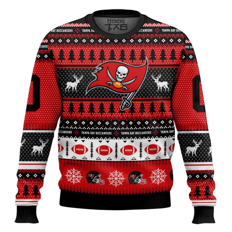 Hooktab Tampa Bay Buccaneers - Custom Name And Number Ugly Sweater