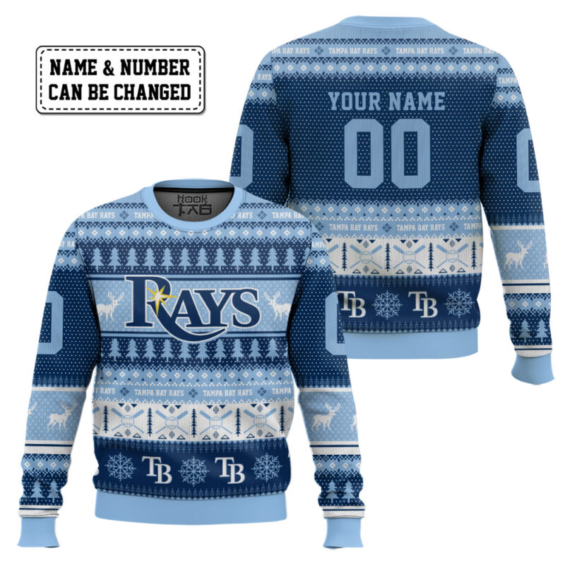 Hooktab Tampa Bay Rays - Custom Name And Number Ugly Sweater Hooktab Tampa Bay Rays - Custom Name And Number Ugly Sweater