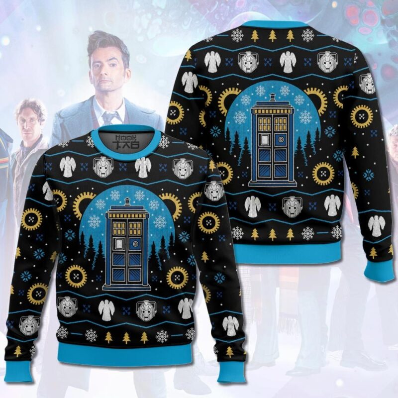 Hooktab Tardis Doctor Who Ugly Christmas Sweater Hooktab Tardis Doctor Who Ugly Christmas Sweater