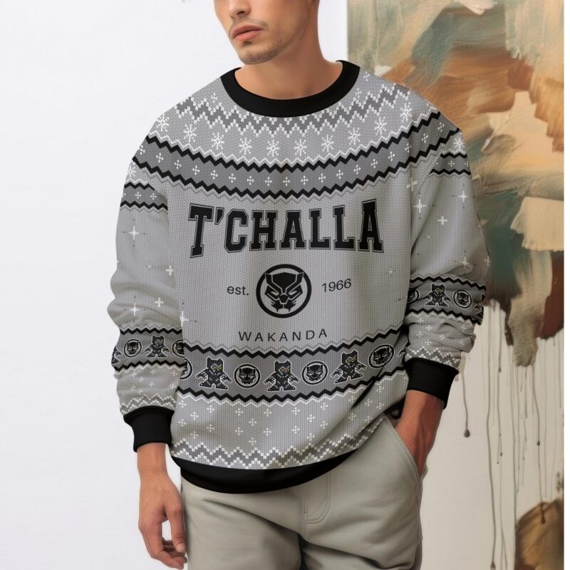 Hooktab T'challa Black Panther Ugly Christmas Sweater Hooktab T'challa Black Panther Ugly Christmas Sweater
