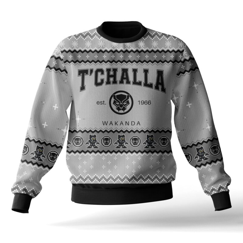 Hooktab T'challa Black Panther Ugly Christmas Sweater Hooktab T'challa Black Panther Ugly Christmas Sweater