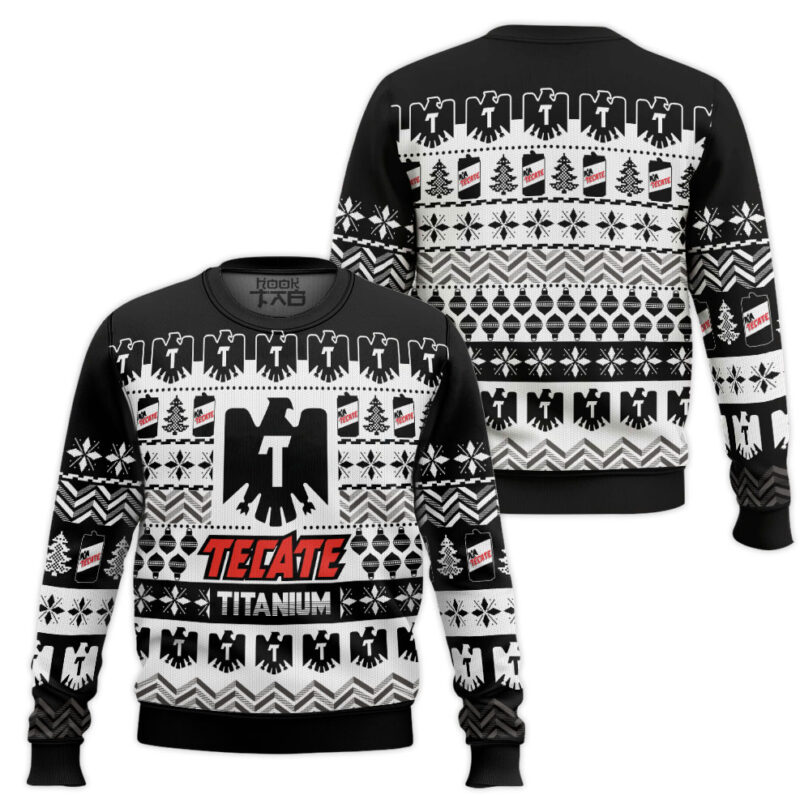 Hooktab Tecate Titanium Beer Ugly Christmas Sweater Hooktab Tecate Titanium Beer Ugly Christmas Sweater