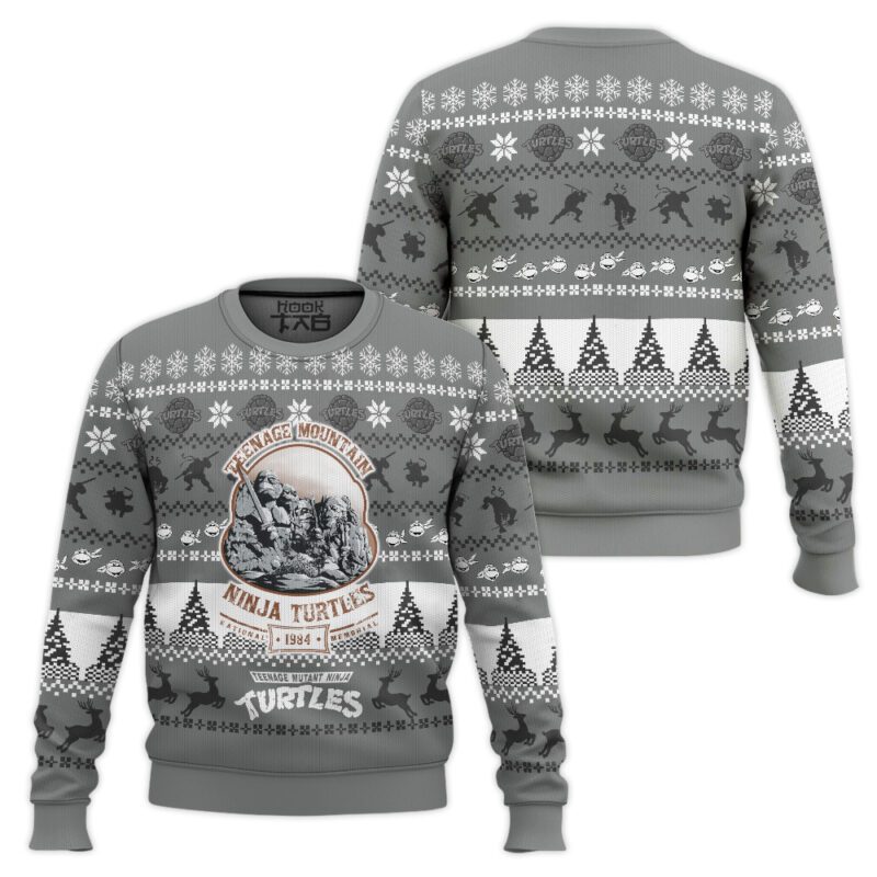 Hooktab Teenage Mountain Ninja Turtles Ugly Christmas Sweater Hooktab Teenage Mountain Ninja Turtles Ugly Christmas Sweater