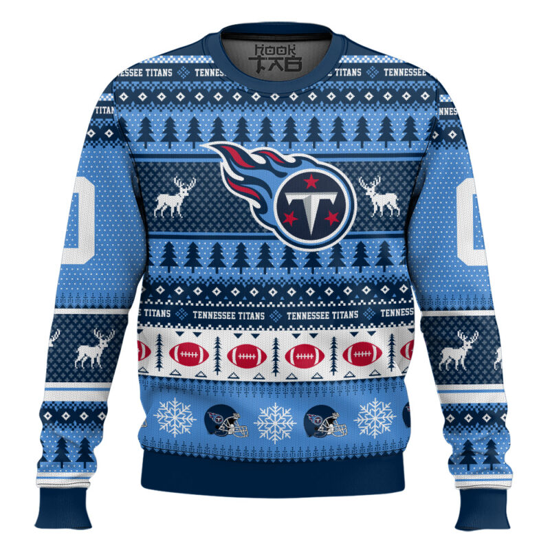 Hooktab Tennessee Titans - Custom Name And Number Ugly Sweater