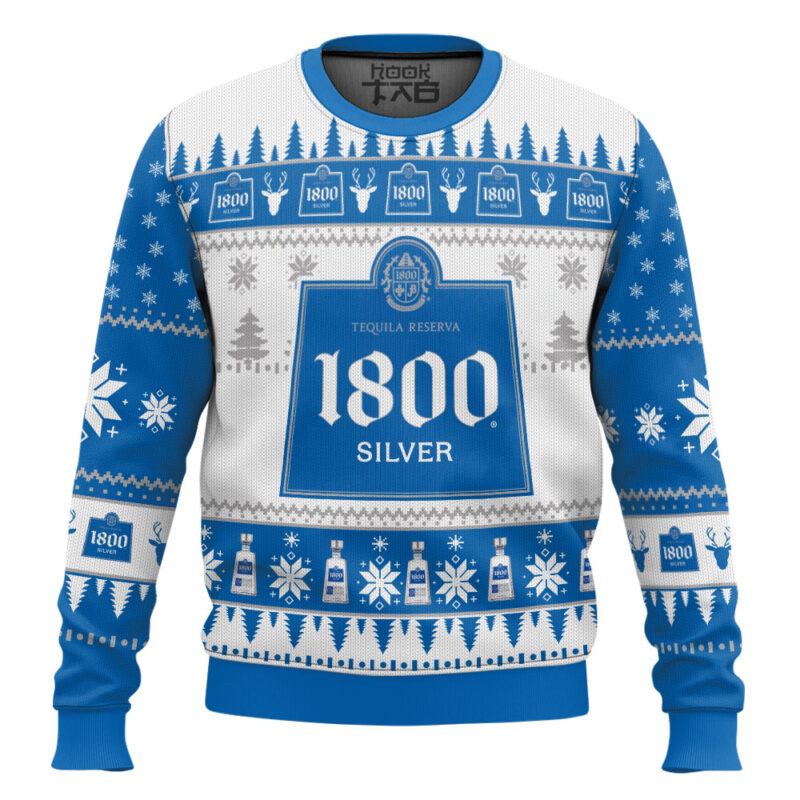 Hooktab Tequila 1800 Silver Ugly Christmas Sweater