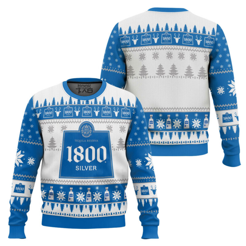 Hooktab Tequila 1800 Silver Ugly Christmas Sweater Hooktab Tequila 1800 Silver Ugly Christmas Sweater
