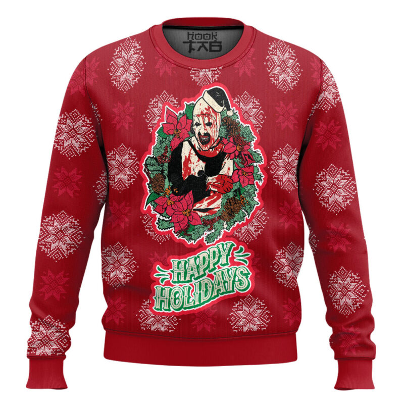 Hooktab Terrifier Happy Holidays Ugly Christmas Sweater
