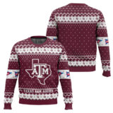 Hooktab Texas A&M Aggies - Custom Name And Number Ugly Christmas Sweater