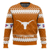 Hooktab Texas Longhorns - Custom Name And Number Ugly Christmas Sweater