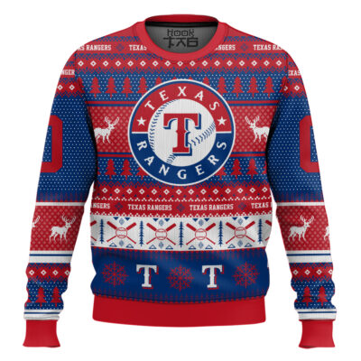 Hooktab Texas Rangers - Custom Name And Number Ugly Sweater