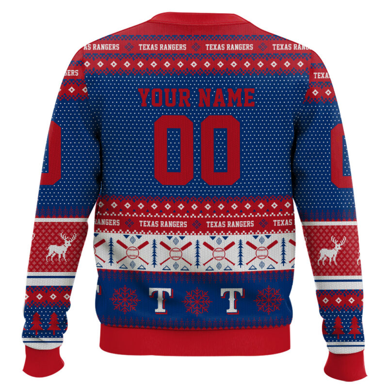 Hooktab Texas Rangers - Custom Name And Number Ugly Sweater Hooktab Texas Rangers - Custom Name And Number Ugly Sweater