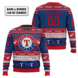 Hooktab Texas Rangers - Custom Name And Number Ugly Sweater