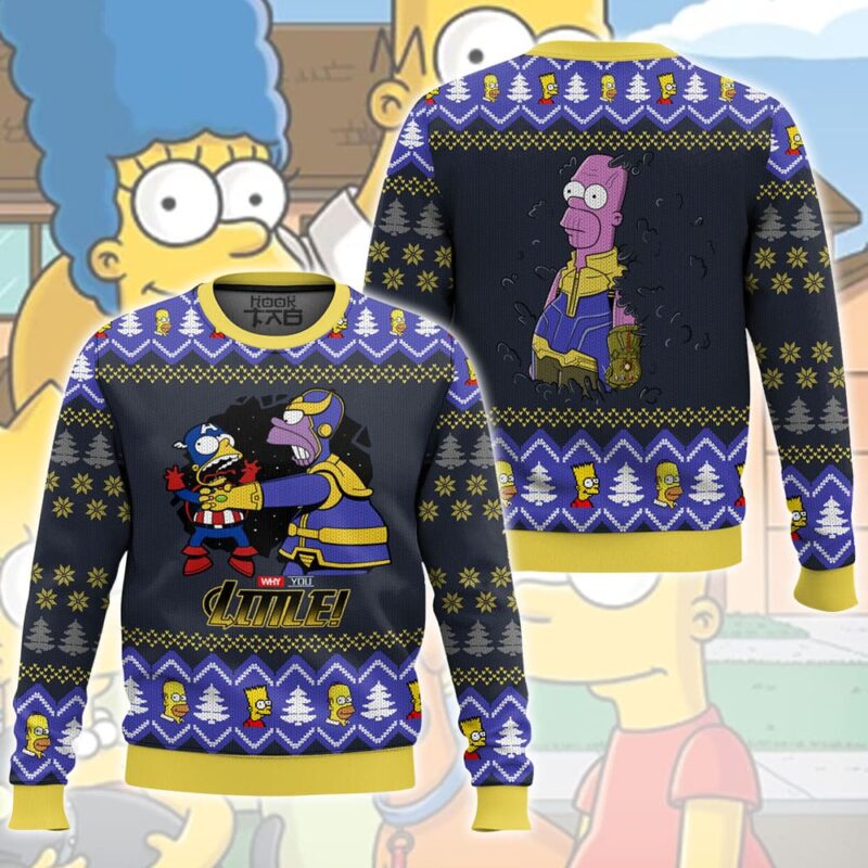 Hooktab Thannos Homer The Simpsons Ugly Christmas Sweater Hooktab Thannos Homer The Simpsons Ugly Christmas Sweater