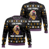 Hooktab Thanos Less People More Bourbon Ugly Christmas Sweater
