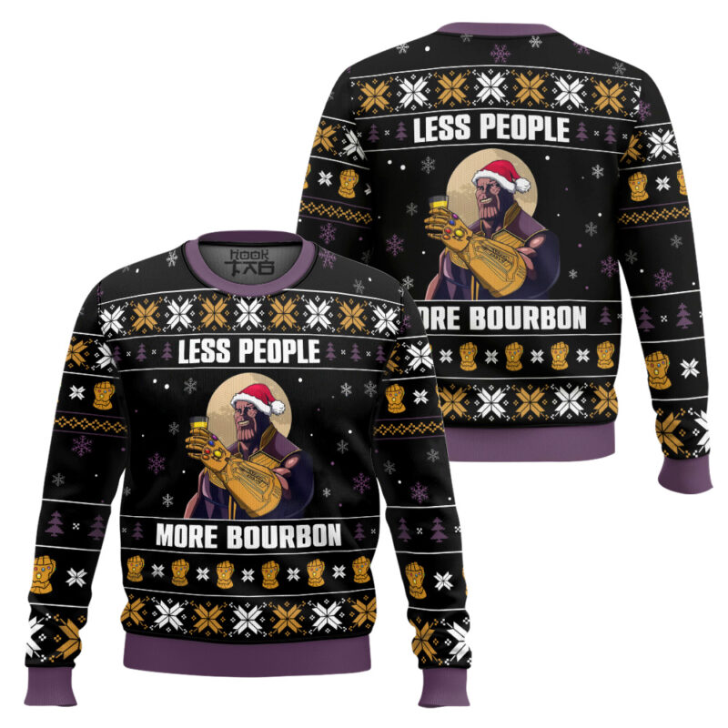 Hooktab Thanos Less People More Bourbon Ugly Christmas Sweater Hooktab Thanos Less People More Bourbon Ugly Christmas Sweater