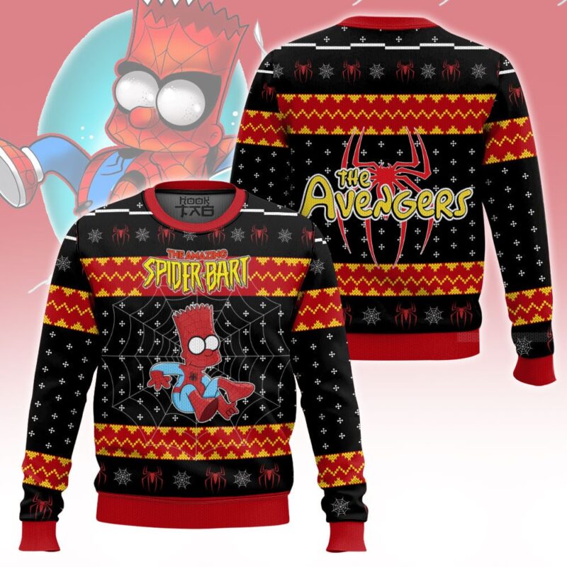 Hooktab The Amazing Spider-bart The Simpsons Ugly Christmas Sweater Hooktab The Amazing Spider-bart The Simpsons Ugly Christmas Sweater