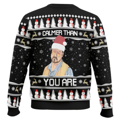 Hooktab The Big Lebowski Calmer Than You Are Ugly Christmas Sweater