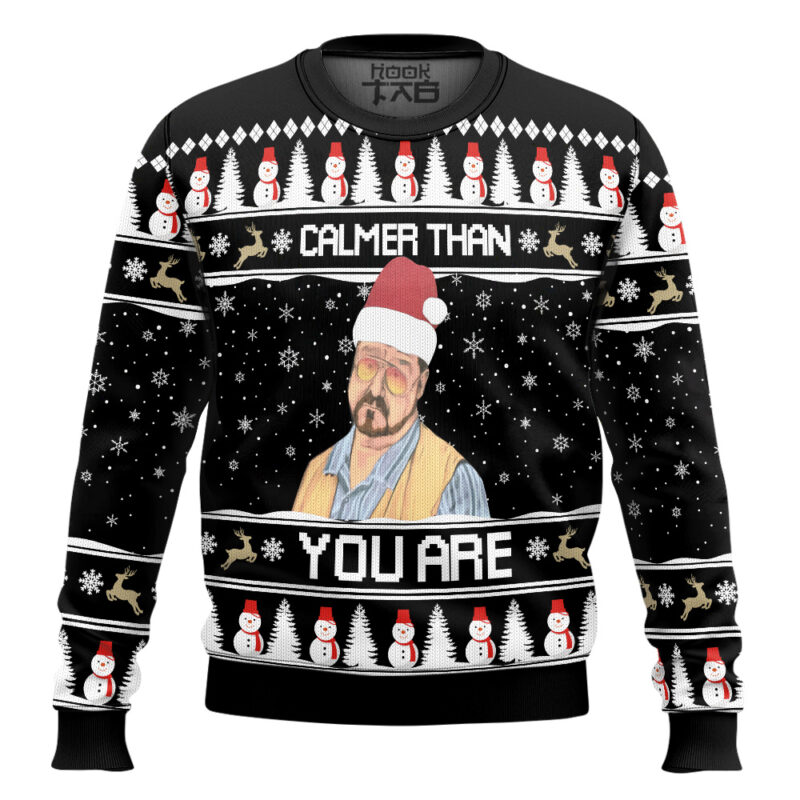 Hooktab The Big Lebowski Calmer Than You Are Ugly Christmas Sweater