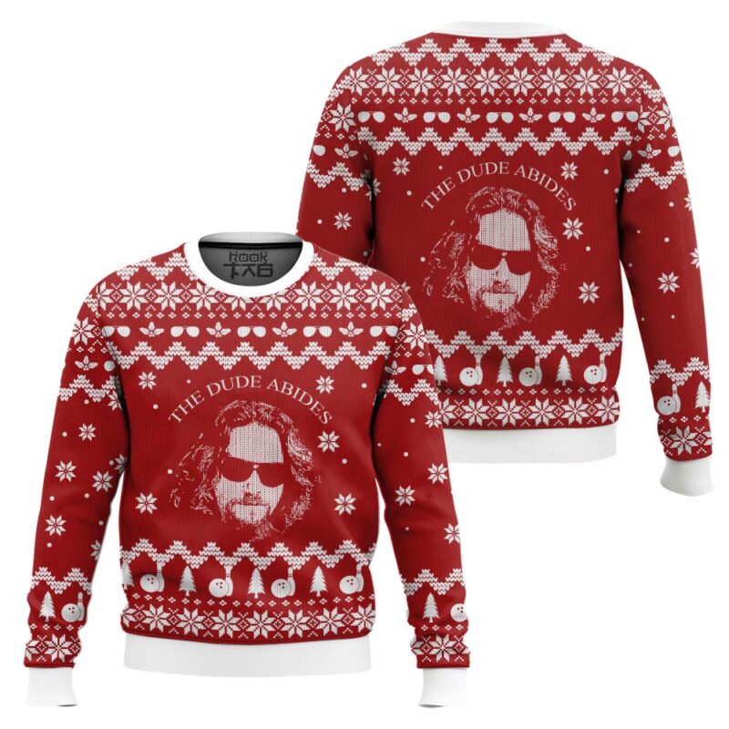 Hooktab The Big Lebowski The Dude Abides Ugly Christmas Sweater Hooktab The Big Lebowski The Dude Abides Ugly Christmas Sweater