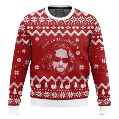 Hooktab The Big Lebowski The Dude Abides Ugly Christmas Sweater