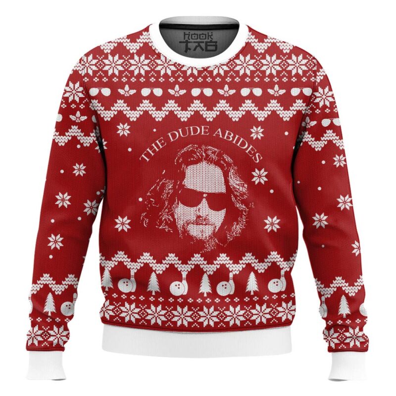 Hooktab The Big Lebowski The Dude Abides Ugly Christmas Sweater