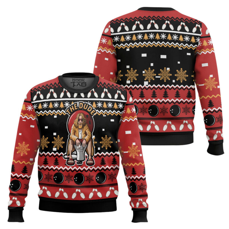 Hooktab The Big Lebowski The Dude Ugly Christmas Sweater Hooktab The Big Lebowski The Dude Ugly Christmas Sweater