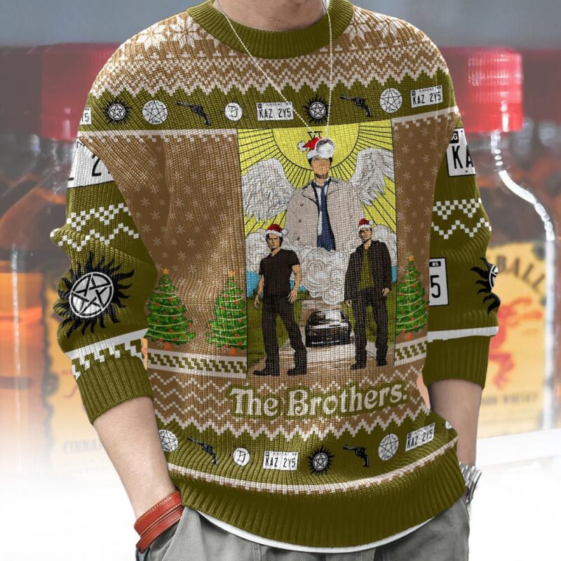 Hooktab The Brothers Supernatural Ugly Christmas Sweater Hooktab The Brothers Supernatural Ugly Christmas Sweater