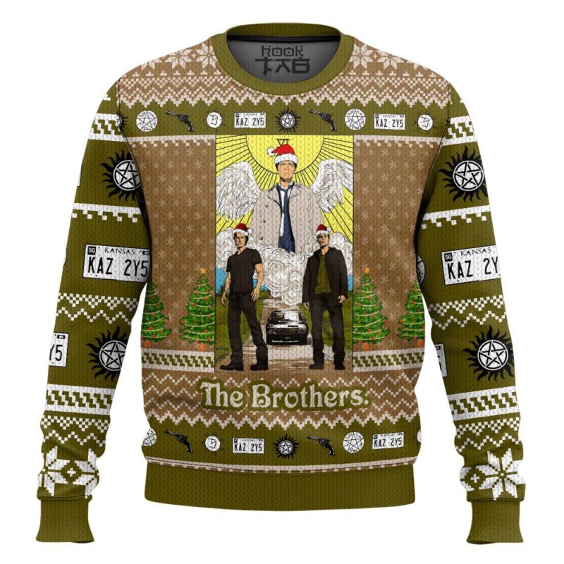 Hooktab The Brothers Supernatural Ugly Christmas Sweater