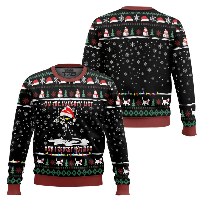 Hooktab The Cat On The Naughty List Ugly Christmas Sweater Hooktab The Cat On The Naughty List Ugly Christmas Sweater