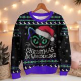 Hooktab The Cheshire Cat Christmas In Wonderland Ugly Christmas Sweater