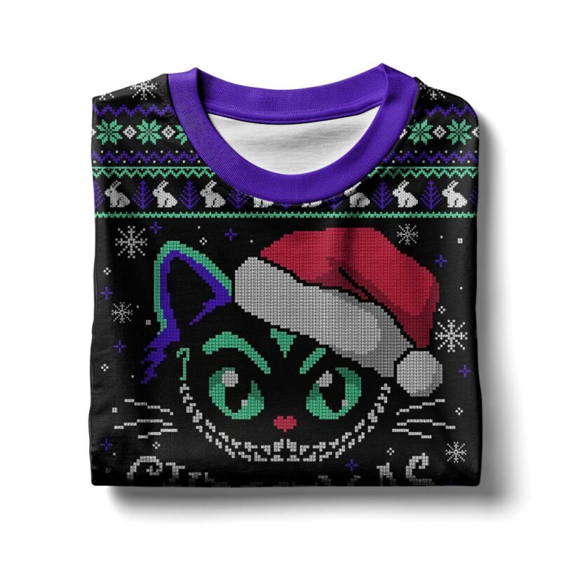 Hooktab The Cheshire Cat Christmas In Wonderland Ugly Christmas Sweater Hooktab The Cheshire Cat Christmas In Wonderland Ugly Christmas Sweater
