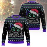 Hooktab The Cheshire Cat Christmas In Wonderland Ugly Christmas Sweater