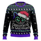 Hooktab The Cheshire Cat Christmas In Wonderland Ugly Christmas Sweater