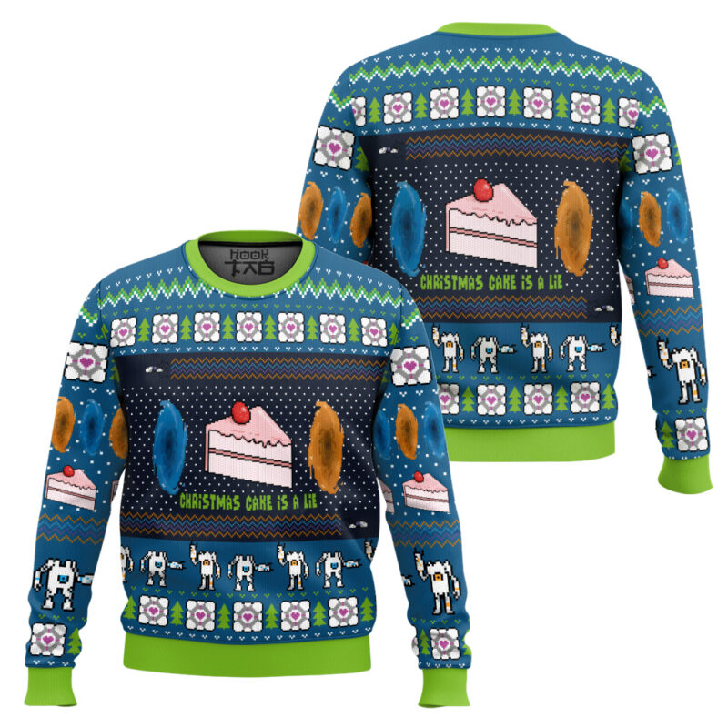 Hooktab The Christmas Cake Is A Lie Portal 2 Ugly Christmas Sweater Hooktab The Christmas Cake Is A Lie Portal 2 Ugly Christmas Sweater