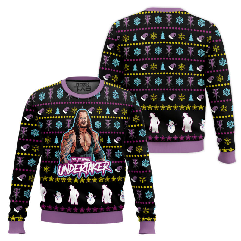 Hooktab The Deadman Undertaker WWE Ugly Christmas Sweater Hooktab The Deadman Undertaker WWE Ugly Christmas Sweater