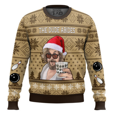 Hooktab The Dude Abides The Big Lebowski Ugly Christmas Sweater