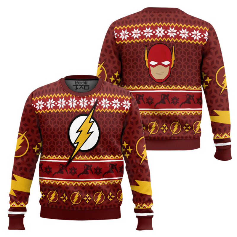 Hooktab The Flash DC Ugly Christmas Sweater Hooktab The Flash DC Ugly Christmas Sweater