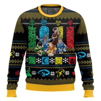 Hooktab The Four Elements Avatar Last Airbender Ugly Christmas Sweater
