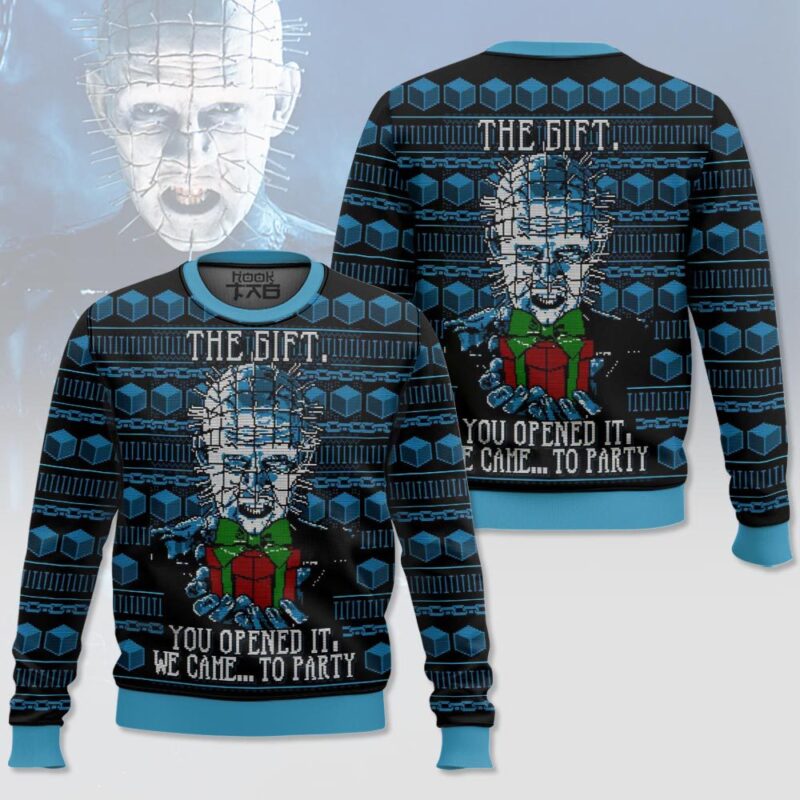 Hooktab The Gift Hellraiser Ugly Christmas Sweater Hooktab The Gift Hellraiser Ugly Christmas Sweater