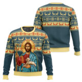 Hooktab The Good Shepherd Artwork Ugly Christmas Sweater