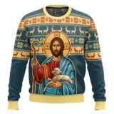 Hooktab The Good Shepherd Artwork Ugly Christmas Sweater