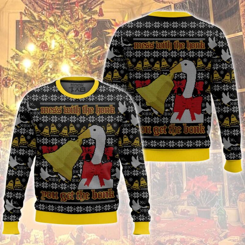 Hooktab The Goose Gets The Bonk Ugly Christmas Sweater Hooktab The Goose Gets The Bonk Ugly Christmas Sweater