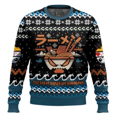 Hooktab The Great Ramen Off Kanagawa Ugly Christmas Sweater