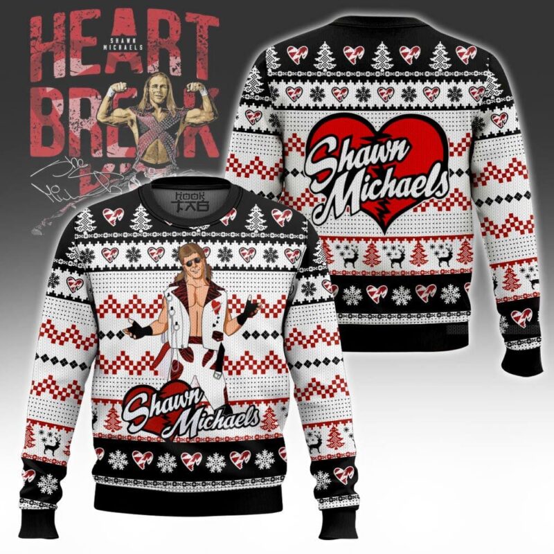 Hooktab The Heartbreak Kid Shawn Michaels WWE Ugly Christmas Sweater Hooktab The Heartbreak Kid Shawn Michaels WWE Ugly Christmas Sweater