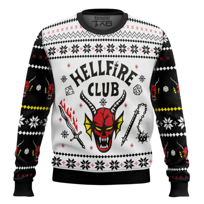 Hooktab The Hellfire Club Stranger Things Ugly Christmas Sweater